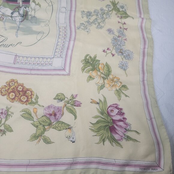 Hermes scarf 100% silk "Quai aux Fleurs" first edition 1952 vintage France rare - Picture 8 of 9